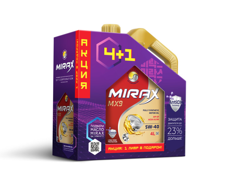 MIRAX MX9 SAE 5W-40 API SP, ACEA A3/B4 4л Акция 4+1