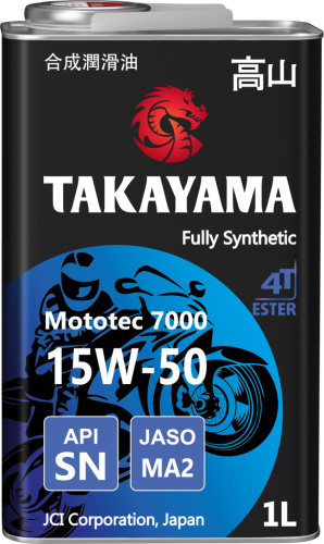 TAKAYAMA Mototec 7000 4T SAE 15W-50 API SN JASO MA-2 1л металл