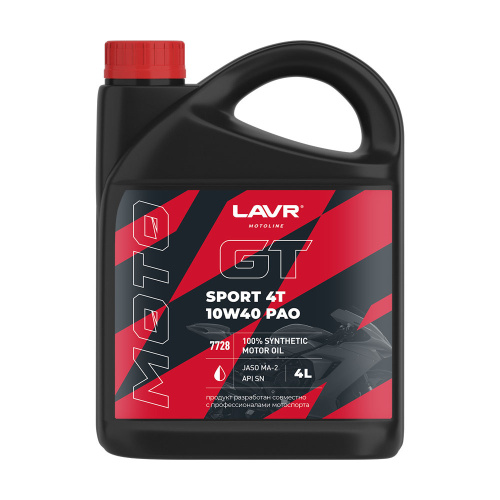 Моторное масло LAVR MOTO GT SPORT 4T 10W-40 API SN 4л